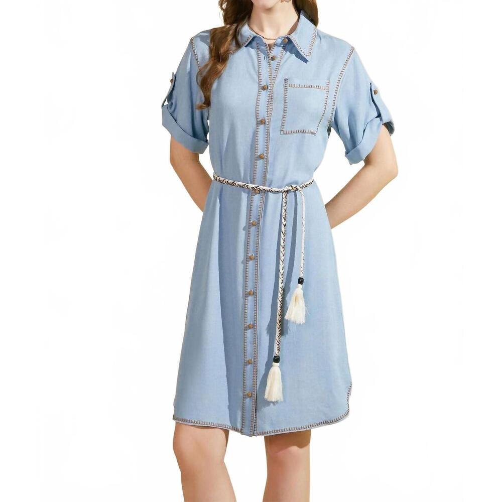 NEW G.D.S. ella tencel dress in blue haze